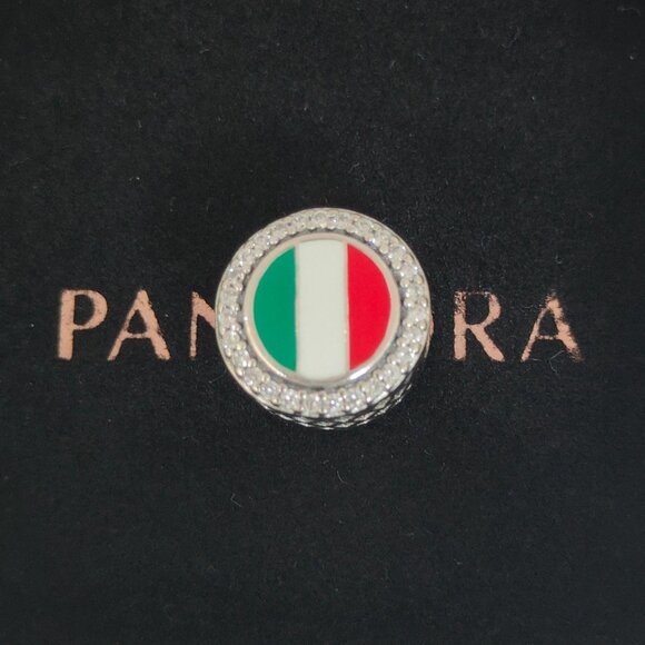 Pandora Italy Flag Bead Charm Bracelet Pendant S925 Silver with box - Picture 1 of 8